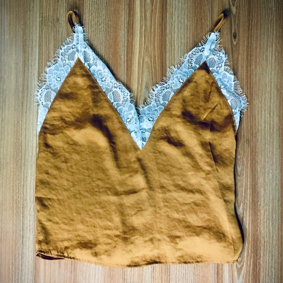 Urban Outfitters Mustard Yellow Satin Lace Cami XS - Picture 4 of 11